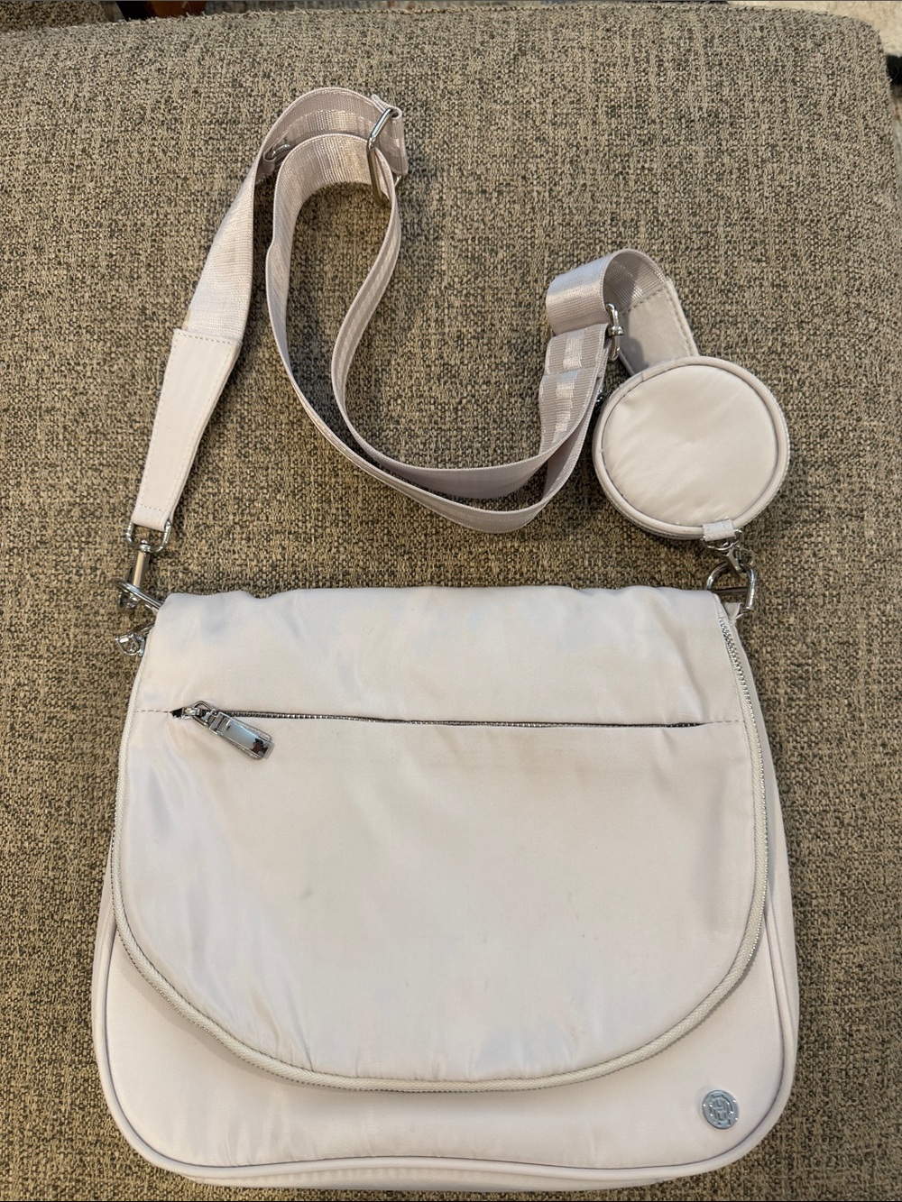 House of Harlow 1960 Light Beige Nylon Crossbody with Coin Pouch